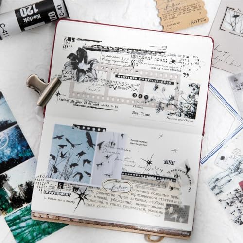 Diuhofart Vintage Scrapbook Supplies Kit, 80Pcs Diecut Film Strips Photo Frames Stickers for Junk Journal Supplies, Scrap Booking Materials, Quote Stickers for Journaling, Scrapbooking, Crafts Arts - Image 2