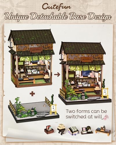 Cutefun Book Nook Kit - DIY Miniature House Kit for Adults, Teens and Beginners, Japanese Dessert Shop Booknook Tiny House Bookshelf Decor 3D Wooden Puzzles, Gifts for Friends and Family (Sweet Shop) - Image 5