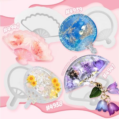 Resin Shaker Molds Hand Fan Set with Films for Kawaii Keychain Charms - Image 3