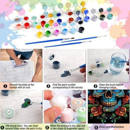 Arttoplus Skull Paint by Numbers Kit for Adults Beginner 16x20 inch - Image 6