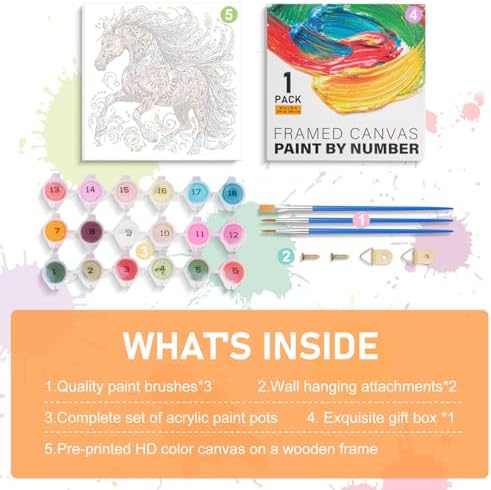 Offito Framed Paint by Numbers Kit for Adults Beginners, Horse - Image 6