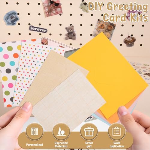 DIY Greeting Card Kits Includes 16 Cards 16 Envelopes with Decoration Accessories Handmade DIY Greeting Card Making Kits Personalized Set for Kids Adults(green) - Image 2