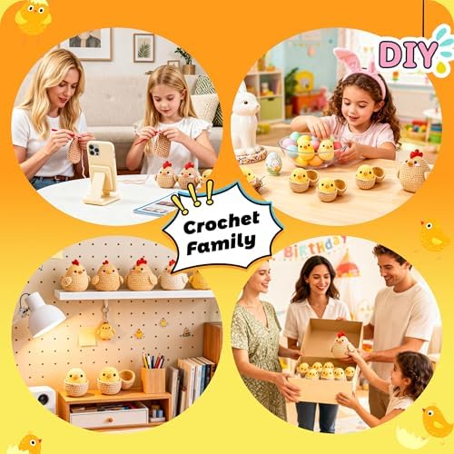 Joyclub Crochet Kit for Beginners 4 Chicken Family with Video for Adults - Image 5