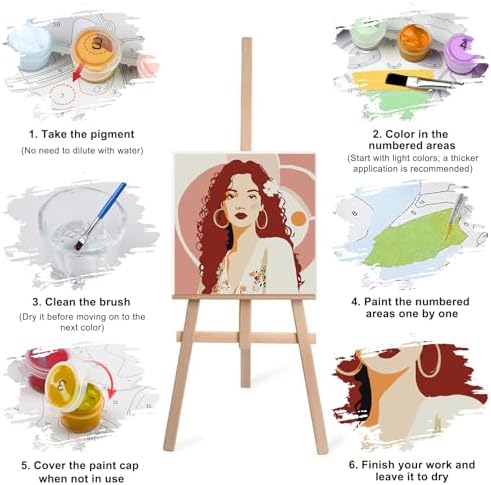Lxmsja 4 Pack Pastel Goddesses Paint by Numbers Kit for Adults, Easy Framed Paint by Numbers for Adults Beginner, DIY Acrylic Oil Painting Craft Kits for Home Wall Decor 8x8 inch - Image 7