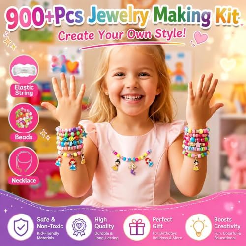 AGENTLAN Jewelry Making Kit for Girls, 900+PCS Charm Bracelet Kit - Image 6