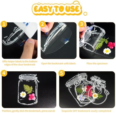 40Pcs DIY Dried Flower Bookmark Kit, Transparent Bookmarks Set - Image 5