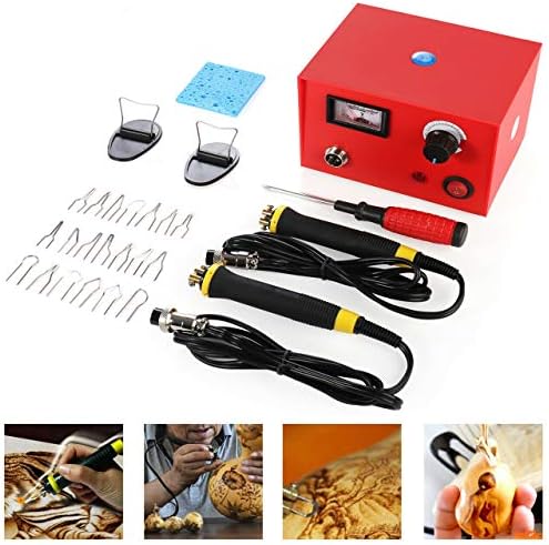 Wood Burning Tool, 110V 50W Multifunction Pyrography Machine Gourd Wood Crafts Wood Burning Kit with 2 Burning Pens 20 Tips Single Port Pointer Display Temperature Control Wood Burner US Stock by JIANYANA
