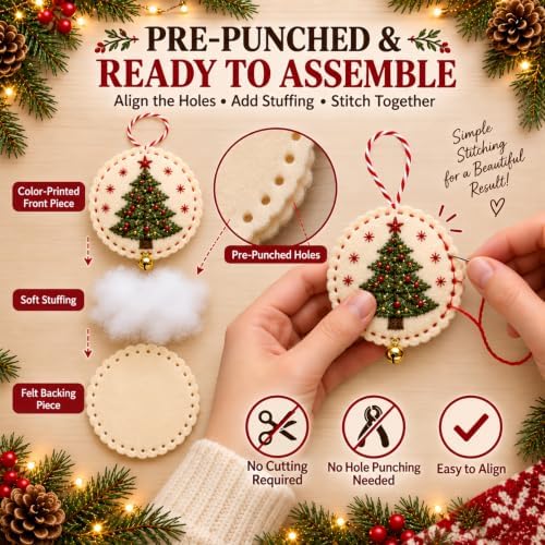 Christmas Embroidery Kit, 12PCS DIY Ornament Set for Beginners - Image 4
