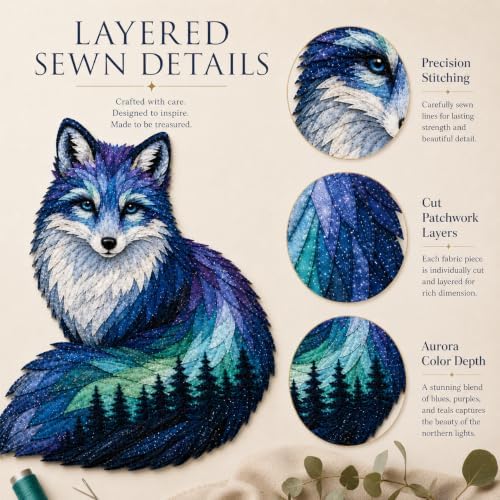 Northern Lights Animal Embroidery Kit DIY Fabric Patchwork Craft Set (FOX) - Image 3