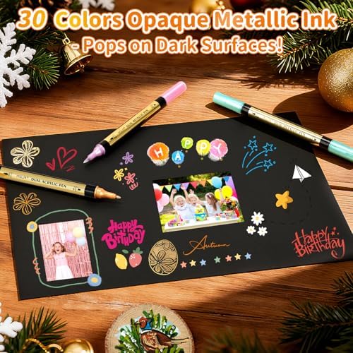 IVSUN 30 Metallic & 30 Regular Colors Dual Tip Acrylic Paint Markers - Image 4
