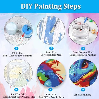 Artunion Framed Paint by Numbers Kit for Adults Beginners & Kids Ages 8-12,Dragon with Rainbow Paint by Number with Frame,Dragon Paint by Numbers Kit on Canvas 10 * 10 Inch Without Easel - Image 6