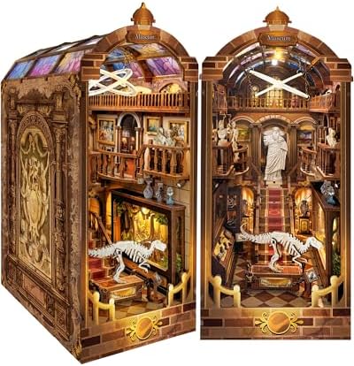Quanquer DIY Book Nook Kit：DIY Dollhouse Booknook with LED Light - 3D Wooden Puzzle Miniature House Kits - Creative DIY Crafts for Adults - Bookshelf Insert Decor - Gifts Friends Festival(Museum) by Quanquer