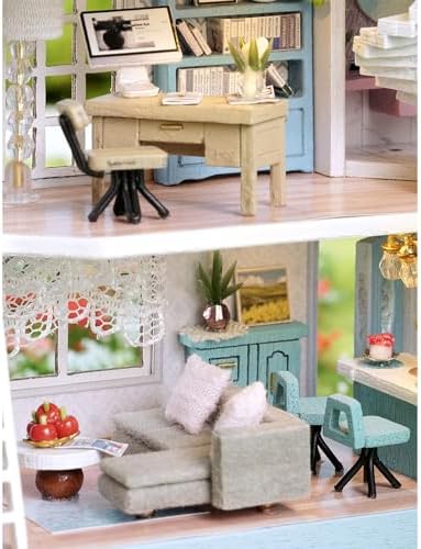 MAGQOO DIY Miniature Dollhouse Kit with Furniture 1:100 Scale Creative Room Mini Wooden Doll House Accessories DIY Miniature House Kit(Muran Manor) - Image 5