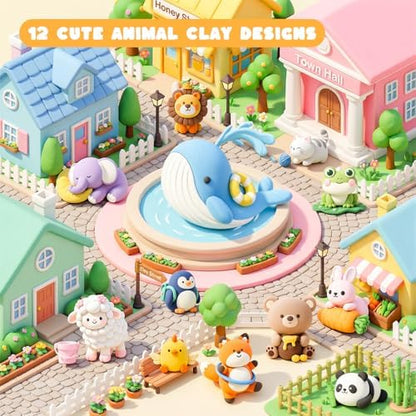 Shuttle Art Air Dry Clay for Kids - Zoo Town, 55 PCS Modeling Clay Kit with Sculpting Tools and Tutorials, Safe & Non-Sticky, Craft Gifts for Boys & Girls - Image 4