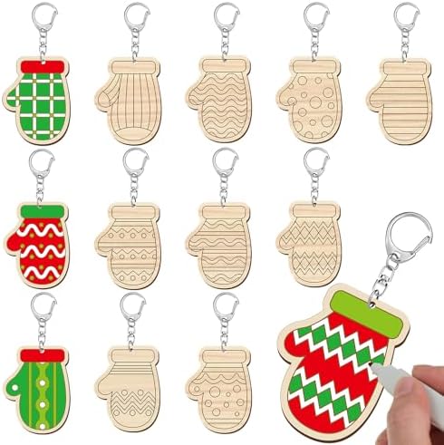 RattanView 24 Pcs Mitten Craft Keychains DIY Keychain, 12 Styles by RattanView