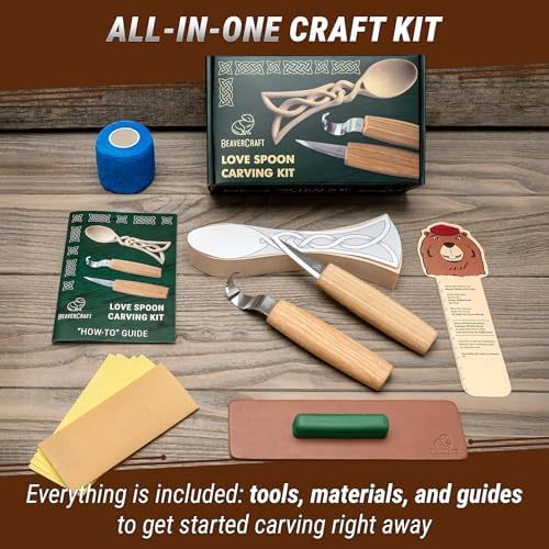 BeaverCraft Wood Spoon Carving Kit for Beginners DIY04 - Whittling Set Includes Spoon Carving Tools, Sloyd Whittling Knife Hook Knife, Basswood Blank - Woodworking Hobby Kit for Adults & Kids - Image 3