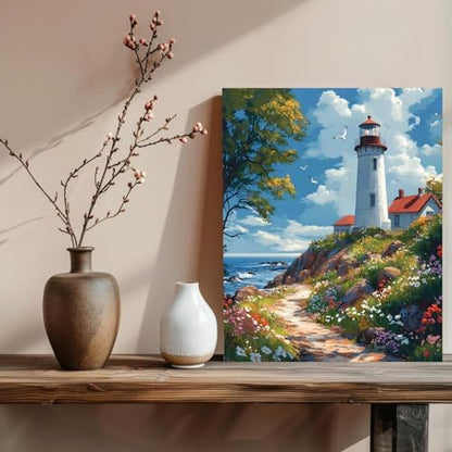 xcemhil Lighthouse Paint by Numbers Kit for Adults Beginner, Lighthouse Paint by Number for Adult, Acrylic Paint by Numbers Kits Suitable for Home Wall Art Decor Gifts 16x20 Inch - Image 3