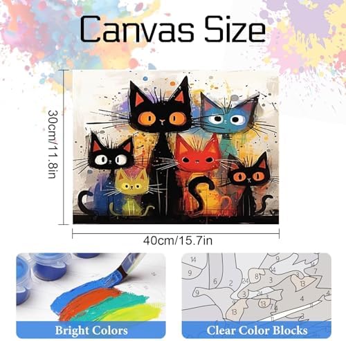 Hestarcul Paint by Numbers Kits for Adults,Cat Easy Adult Painting by Number on Canvas for Beginner,Animal DIY Watercolor Painting for Gift Home Decor Relax. - Image 3