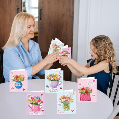 80UncleKimby 28Sets Mother’s Day Crafts Card Making Kit DIY 3D Cards with Envelopes Arts Craft Classroom Exchange Party Favors Bulk Supplies - Image 2