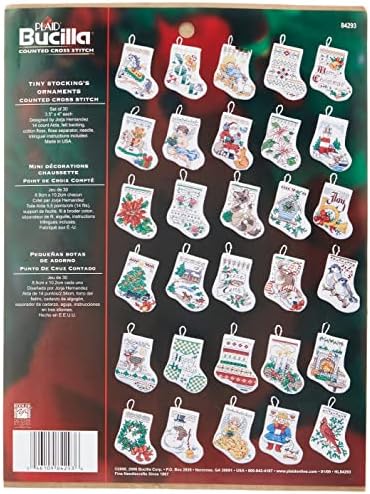 Bucilla Counted Cross Stitch Ornament Kit, 84293 Tiny Stocking, White by Bucilla