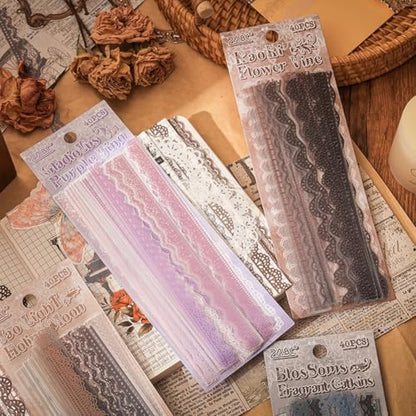 240 Pcs Transparent Lace Stickers for Scrapbooking Junk Journal Card Making Collage Diary Planner Notebook Letter Photo Album Craft Project Decoration, 30 Patterns - Image 4