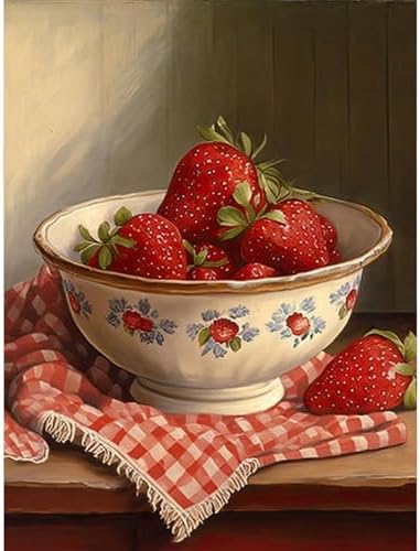 pchmcu DIY Strawberry Paint by Numbers Kits for Adults,Vintage Paint by Number for Adults Beginner, Paint by Numbers Kits on Canvas Without Frame for Home Wall Decor 16x20inch by PCHMCU