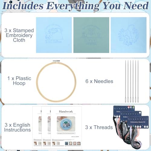 Mindsoft 3 Set Needlepoint Kit for Beginners with Hoop,Possum - Image 2