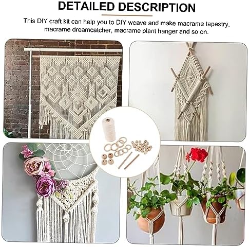 HOLIDYOYO DIY Macrame Kit for Adults Handmade Tapestry Supplies 100% Cotton Rope Creative Wall Hanging Decor for Beginners and Home Adornment - Image 6