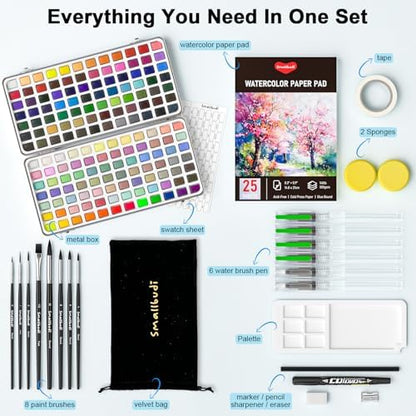 Smallbudi All in One Watercolor Paint Set 168 Colors with Portable Box - Image 4