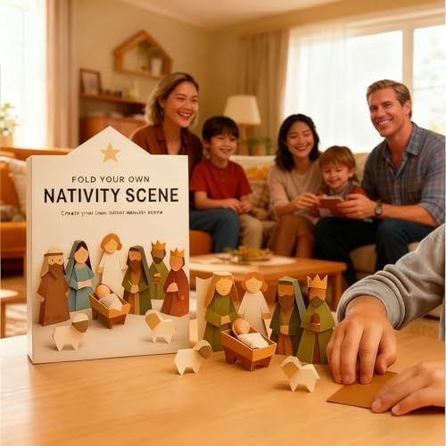 DIY Paper Nativity Scene Craft Kit for Christmas, Fold & Build Paper Manger Set with Baby Jesus, Fun Holiday Origami Project for Kids & Adults, Family Christmas Craft Activity & Gift (Style B) - Image 2