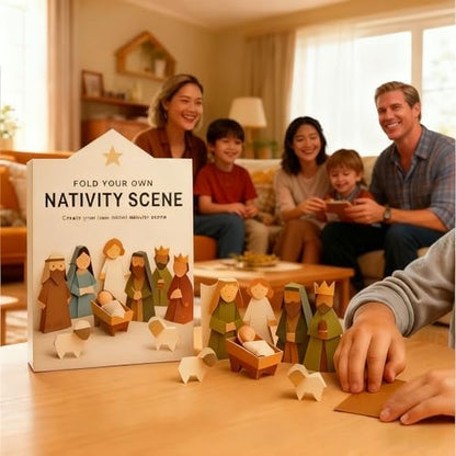 DIY Paper Nativity Scene Craft Kit for Christmas, Fold & Build Paper Manger Set with Baby Jesus, Fun Holiday Origami Project for Kids & Adults, Family Christmas Craft Activity & Gift (Style B) - Image 2