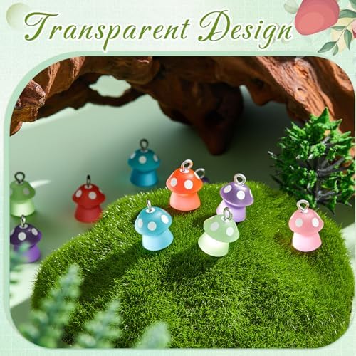 Jetec 50 Pieces DIY Mushroom Resin Charm Pendant Jewelry Finding Charm DIY Decor Making Resin for Women Bracelet Necklace Earrings Keychain Craft - Image 4
