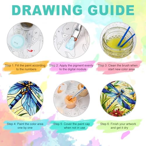 Paint by Numbers Kit for Adults, Dragonfly Stained Glass, 16 x 20 Inch - Image 6