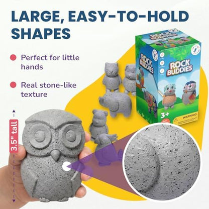 Rock Buddies - DIY Resin Shaped Stone Like Material Animal Figures - Ideal Arts and Crafts for Kids 3-12 Yrs old - Complete Kids Painting Crafts with 6 Projects, Paint, & Brush - Children's Activities - Image 6