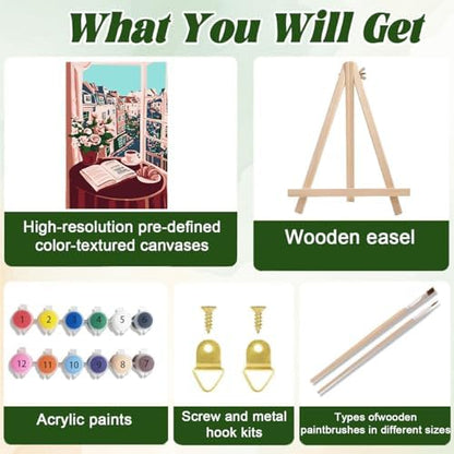 4 Pack Paint by Numbers Kit for Adults, Paint by Numbers with Frame 8x12 In - Image 5
