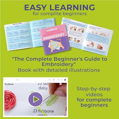 Craftwiz 4-Piece Starter Embroidery Kit for Beginners and Expert with Simple Patterns, Learn 29 Stitches with Hand Embroidery Kit - Image 5