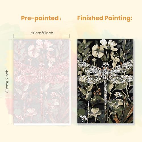 MXJSUA Dragonfly Paint by Numbers Kit with Frame for Adults, Easy Beginners Paint by Number on Canvas with Easel, Acrylic Number Painting Craft Gifts for Home Decor, 8x12 inch - Image 3