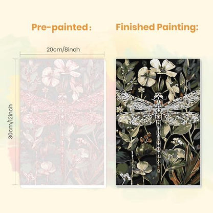MXJSUA Dragonfly Paint by Numbers Kit with Frame for Adults, Easy Beginners Paint by Number on Canvas with Easel, Acrylic Number Painting Craft Gifts for Home Decor, 8x12 inch - Image 3