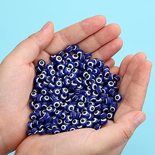 200pcs 8mm Evil Eye Beads Royal Blue Resin Lampwork Evil Eye Beads with Elastic Rope for DIY Crafts Making Accessories(Royal Blue) - Image 5