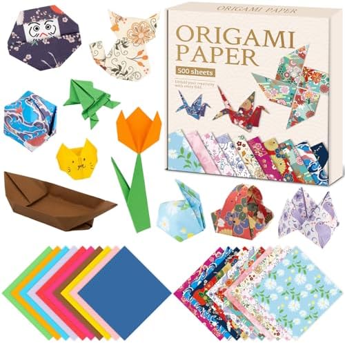 hapray Japanese Origami Paper Kit, 500 Colored Paper 6x6 for Kids Ages 5-12 by hapray