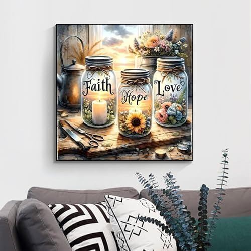 Faith Hope Love Wishing Bottle Paint by Number Canvas Kit for Adults - Image 2