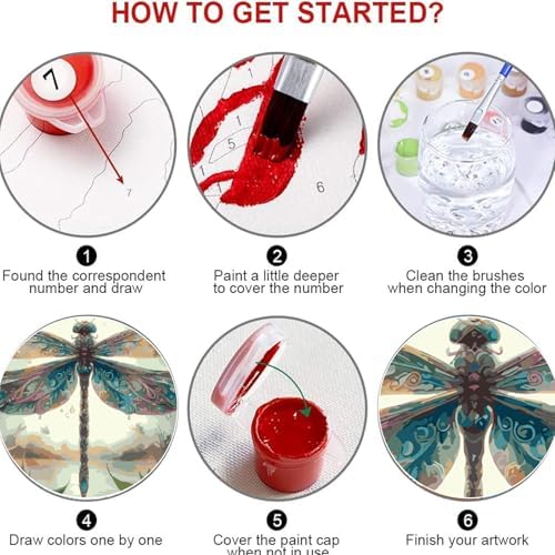 Vintage Dragonfly Paint by Numbers Kit for Adults Beginner (Without Frame) - Image 6