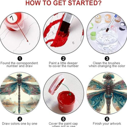 Vintage Dragonfly Paint by Numbers Kit for Adults Beginner (Without Frame) - Image 6