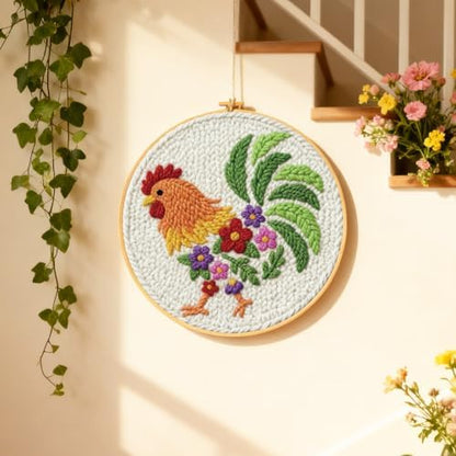 INFUNLY Rooster Punch Needle Embroidery Kits for Beginners Adults Flower DIY Punch Needle Starter Kits Animal Needles Stitching Kit with Instruction Tools Yarns for Art Crafts Festival Gift Home Decor - Image 6