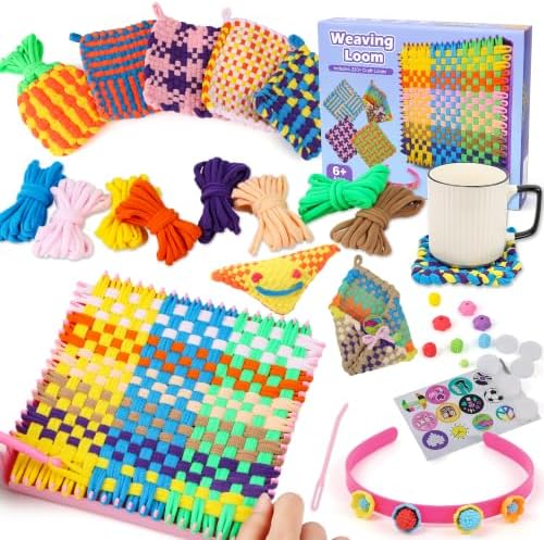 Weaving Loom Kit for Kids - DIY Potholder Craft Loops Set Girls Age 6-12 by QXHOL