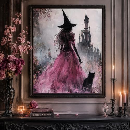Witch Paint by Numbers Kit for Adults,Castle DIY Paint by Number With Frame - Image 2