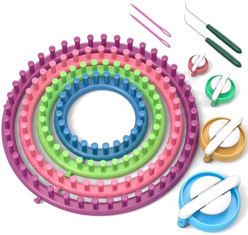 READAEER Round Knitting Looms Set Craft Kit Tool with Hook Needle and Pompom Maker by READAEER