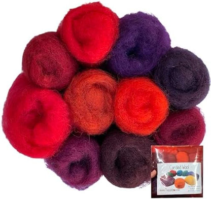 The Felt Box Roving Wool Red for Felting – 100g Carded Batts (3.5oz) Core & Craft Wool by TheFeltBoxNeedleFelting