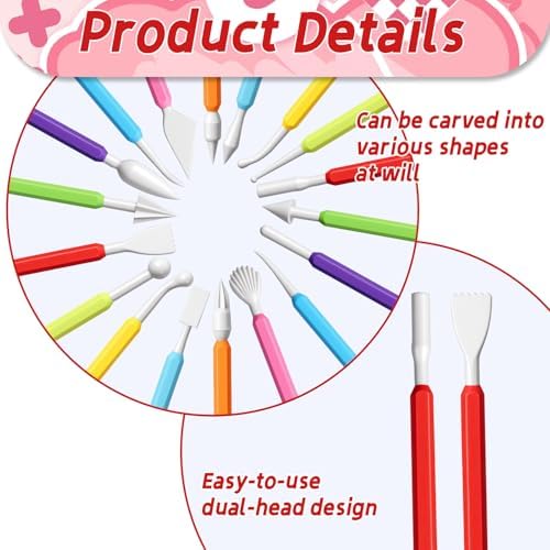 9 Pcs Air Dry Clay Tools, Double Head Clay Sculpting Tools for Adults Plastic Polymer Clay Tool for Molding Shaping Carving Dotting Trimming Pottery Cake Decoration DIY Craft - Image 3