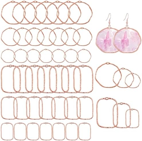 48 Pcs Alloy Open Back Bezel Pendants, 6 Styles Hollow Frame Pendants Ring for Resin Jewelry Making by Unknown